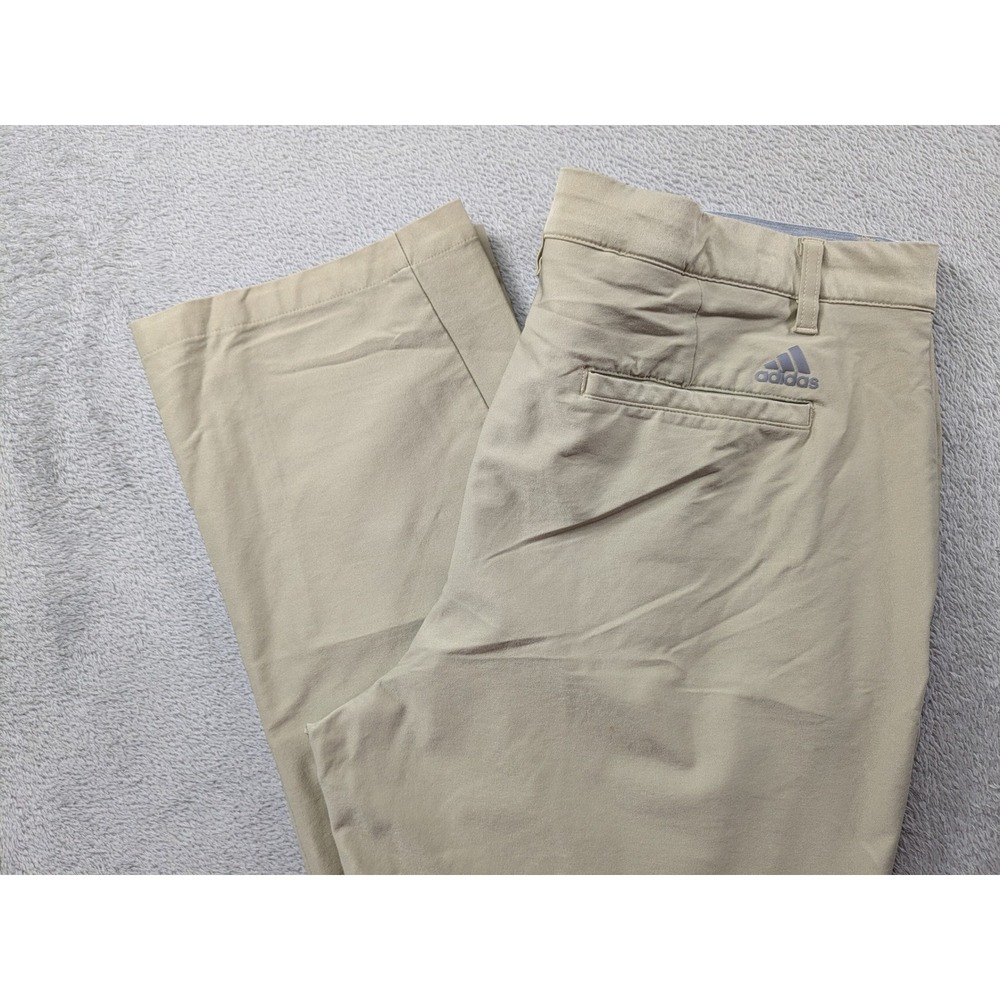 Adidas Mens Golf Pants Tan Khaki Performance Trousers 37x28 Athletic Chino